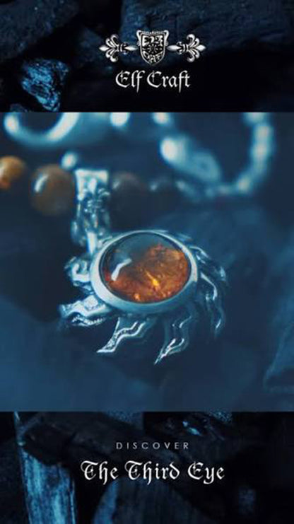 Elfcraft Kette Bernstein Sonne 925 Sterling Silber