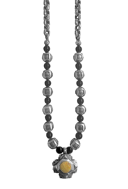 Elfcraft Kette Opal Oktagon-Kreuz 925 Sterling Silber Erbs Chain 60 cm Lang