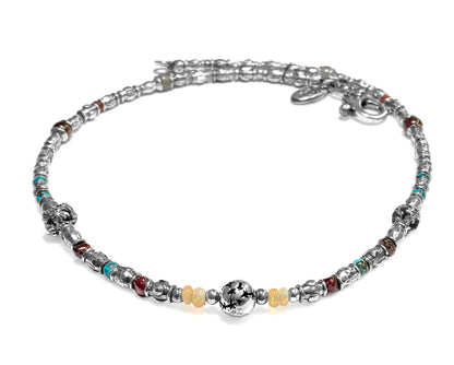 Elfcraft Kette Sternzeichen-Symbole Natursteine 925 Sterling Silber Massiv Unisex