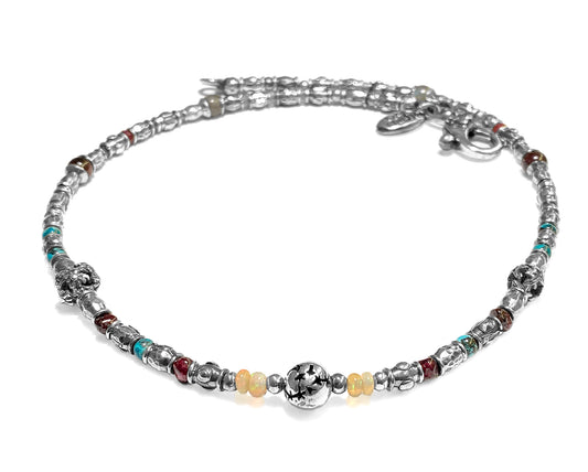 Elfcraft Kette Sternzeichen-Symbole Natursteine 925 Sterling Silber Massiv Unisex