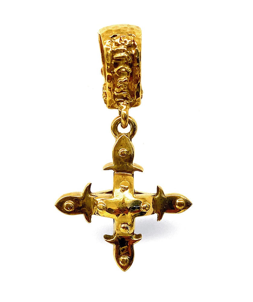 Elfcraft Anhänger Aquamarin Cabochon 24 ct Gold Plattiert 925 Sterling Silber Massiv 3 cm Lilien-Öse Rückseite