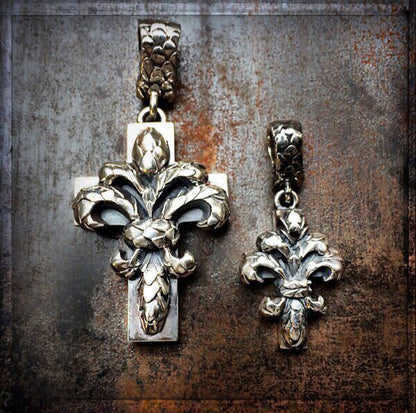 Elfcraft Kreuz Anhänger Drachenschuppen-Optik Lilie 925 Sterling Silber Massiv Unisex