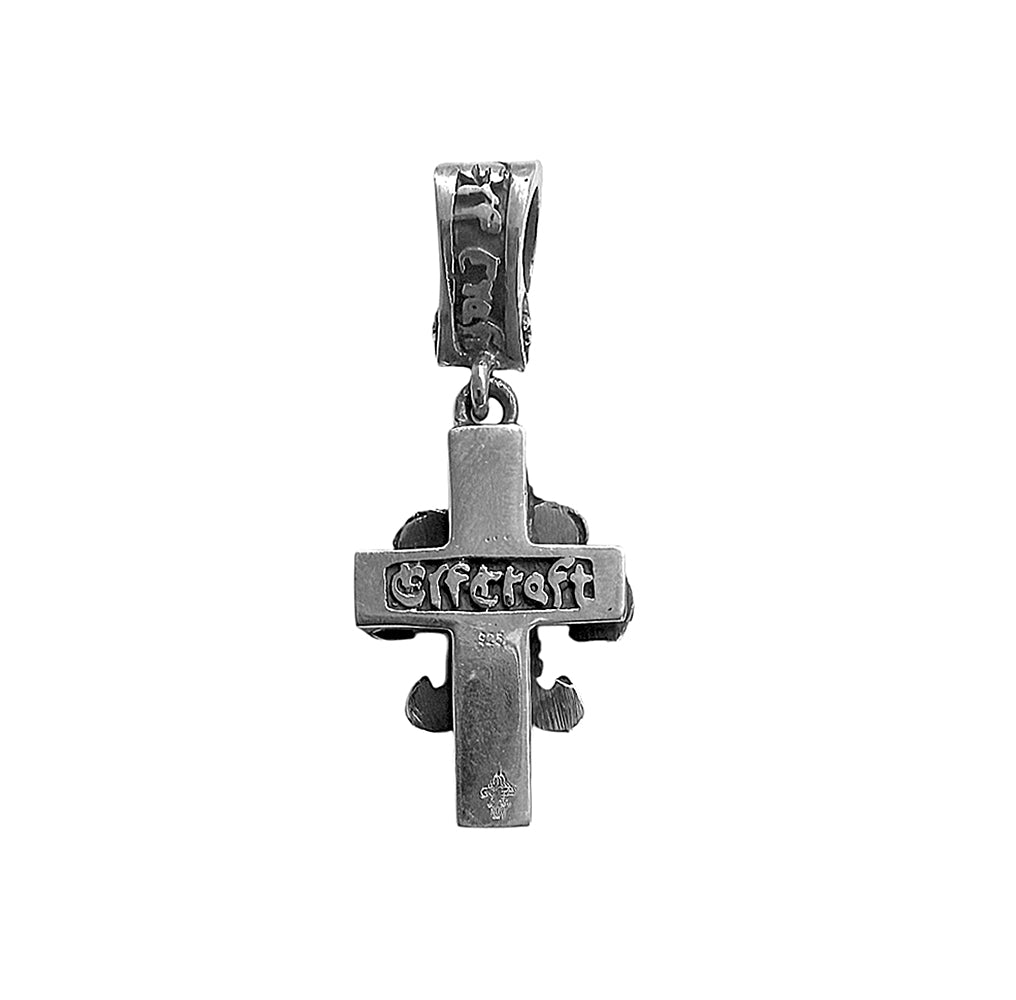 Elfcraft Kreuzanhänger Klein Dragon Scales Drachenschuppen-Optik Lilie 925 Sterling Silber Massiv Rückseite
