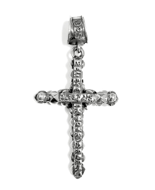 Elfcraft Anhänger Kreuz Lilie 7 cm Lang 925 Sterling Silber Massiv Unisex Rückseite Believe In Your Dreams