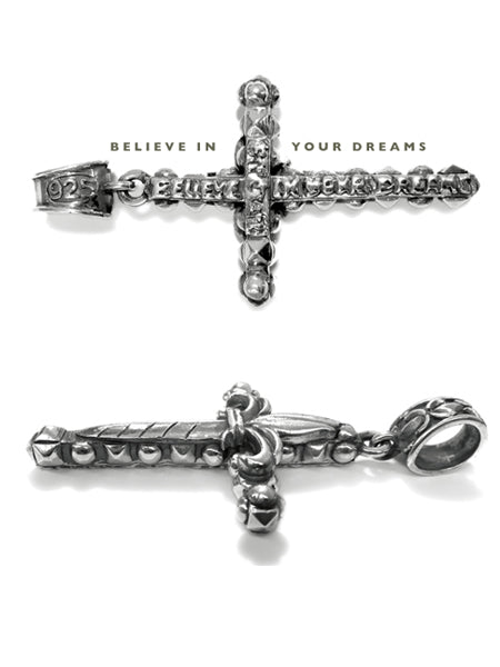 Elfcraft Anhänger Kreuz Lilie 7 cm Lang Sterling Silber Massiv Unisex Rückseite Believe In Your Dreams