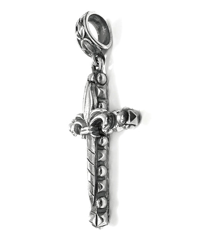 Elfcraft Anhänger Kreuz Lilie 7 cm Lang 925 Sterling Silber Massiv Unisex Seitlich