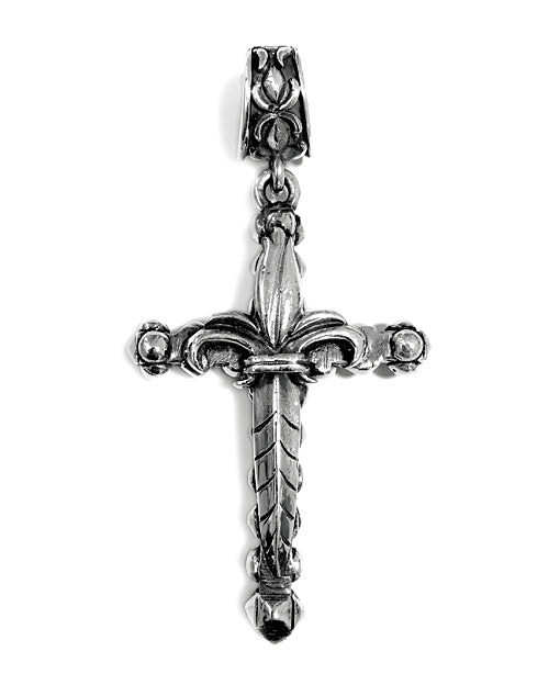 Elfcraft Anhänger Kreuz Lilie 7 cm Lang 925 Sterling Silber Massiv Unisex