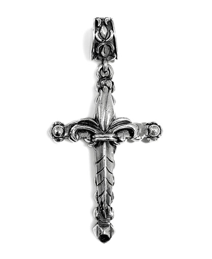 Elfcraft Anhänger Kreuz Lilie 7 cm Lang 925 Sterling Silber Massiv Unisex