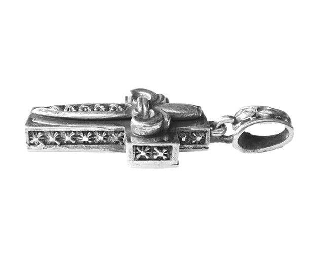 Elfcraft Kreuz Anhänger Lilien-Motiv Massiv Groß 925 Sterling Silber Unisex Seitlich