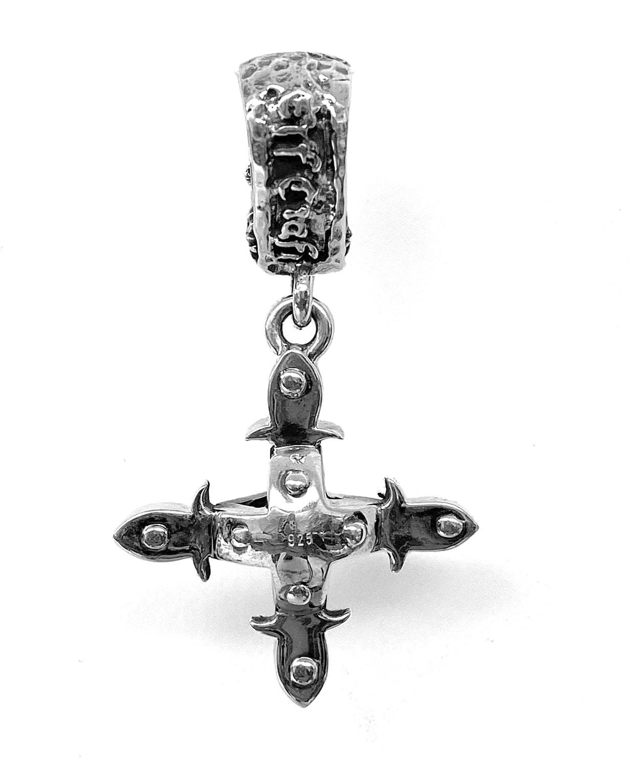 Elfcraft Anhänger Mondstein Cabochon 925 Sterling Silber Massiv 3 cm Lilien-Öse Unisex Rückseite