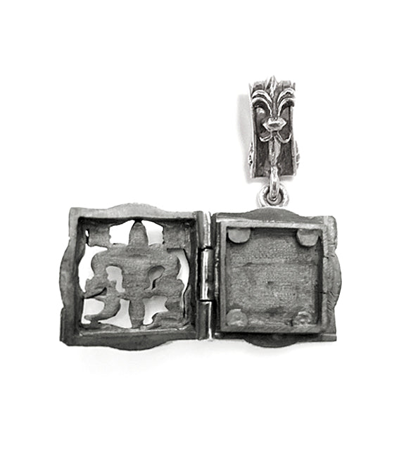 Elfcraft Medaillon Eckig Lilie 925 Sterling Silber Massiv Unisex Detail