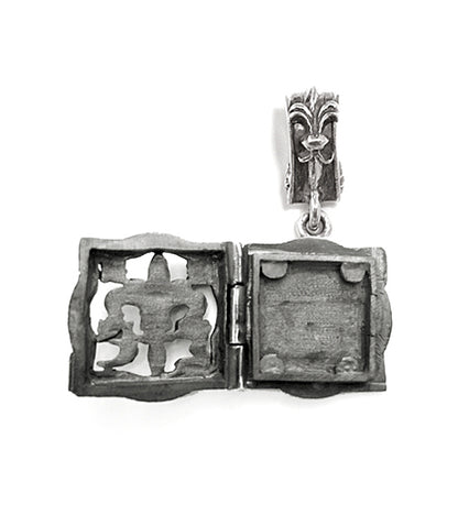 Elfcraft Medaillon Eckig Lilie 925 Sterling Silber Massiv Unisex Detail