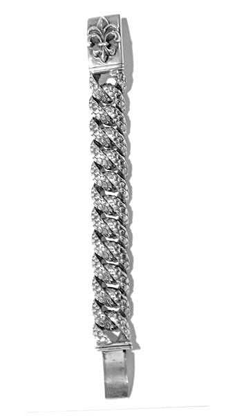 Elfcraft Panzerarmband Massiv Drachenschuppen-Optik Lilien-Verschluss 925 Sterling Silber