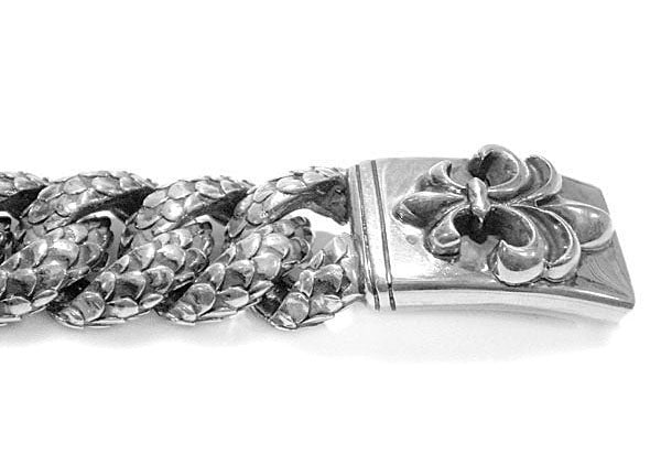 Elfcraft Panzerarmband Massiv Drachenschuppen-Optik Lilien-Verschluss 925 Sterling Silber Detail