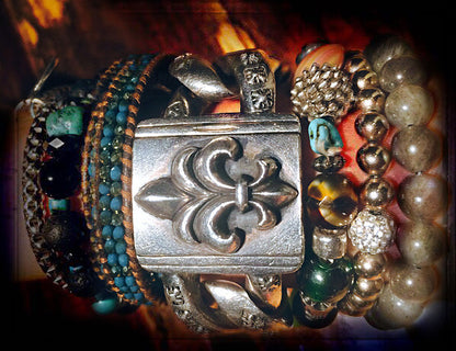 Elfcraft Statement Panzerarmband Massiv Believe In Your Dreams Lilien-Verschluss 925 Sterling Silber Detail
