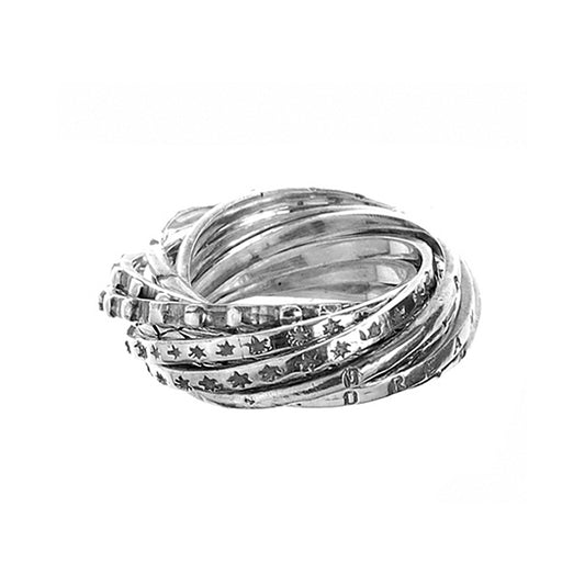 Elfcraft Bandring Breit 11-reihig Dragon Scales Believe In Your Dreams 925 Sterling Silber Massiv Unisex