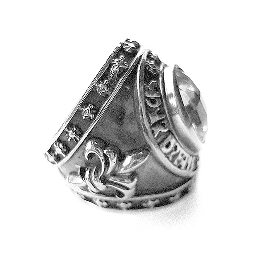 Elfcraft Ring Groß Zirkonia Weiß Facettiert Believe In Your Dreams 925 Sterling Silber Massiv Unisex Seitlich