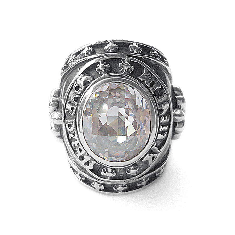 Elfcraft Ring Groß Zirkonia Weiß Facettiert Believe In Your Dreams 925 Sterling Silber Massiv Unisex