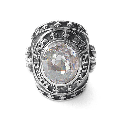 Elfcraft Ring Groß Zirkonia Weiß Facettiert Believe In Your Dreams 925 Sterling Silber Massiv Unisex