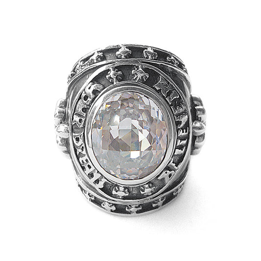 Elfcraft Ring Groß Zirkonia Weiß Facettiert Believe In Your Dreams 925 Sterling Silber Massiv Unisex