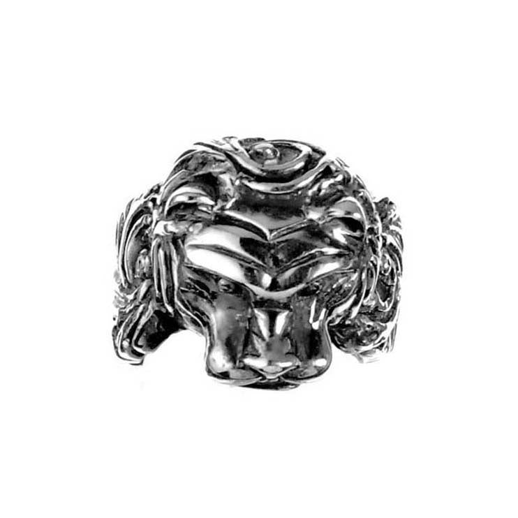 Elfcraft Ring Löwenkopf Schwarze Diamanten Magic-Plant Ringschiene 925 Sterling Silber Massiv Detail