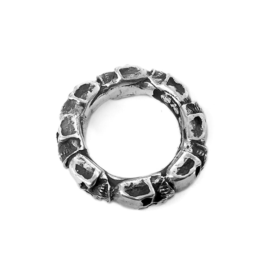 Elfcraft Bandring Skulls Totenköpfe Schmal 925 Sterling Silber Massiv Unisex Detail