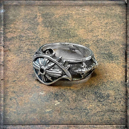 Elfcraft Ring Third Eye Magic Crosses Zirkonia Schwarz 925 Sterling Silber Unisex 4