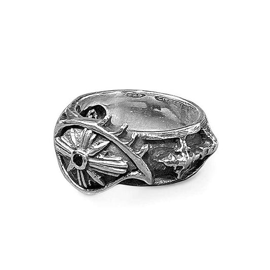 Elfcraft Ring Third Eye Magic Crosses Zirkonia Schwarz 925 Sterling Silber Unisex