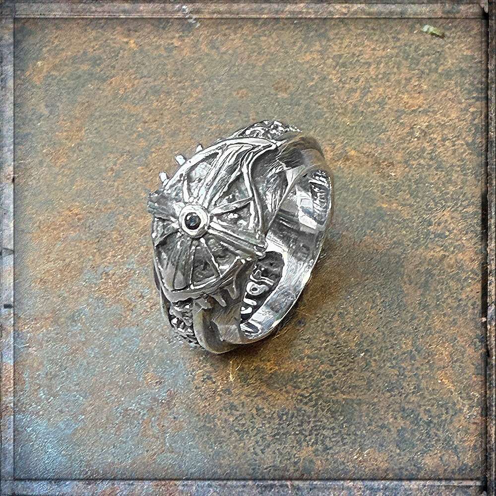Elfcraft Ring Third Eye Morning Star Zirkonia Schwarz 925 Sterling Silber Unisex 2