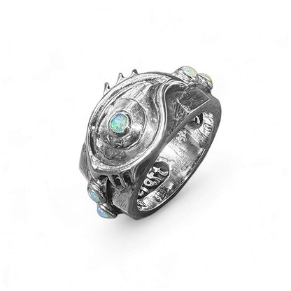 Elfcraft Ring Third Eye Opale 925 Sterling Silber Massiv Unisex