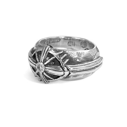 Elfcraft Ring Third Eye Star Beams Facettiert Zirkonia Weiß 925 Sterling Silber Unisex 1