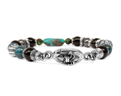 Elfcraft Steinarmband Türkis-Nugget Afrikanischer Türkis Onyx Lilien-Verschluss Sterling Silber Massiv Unisex
