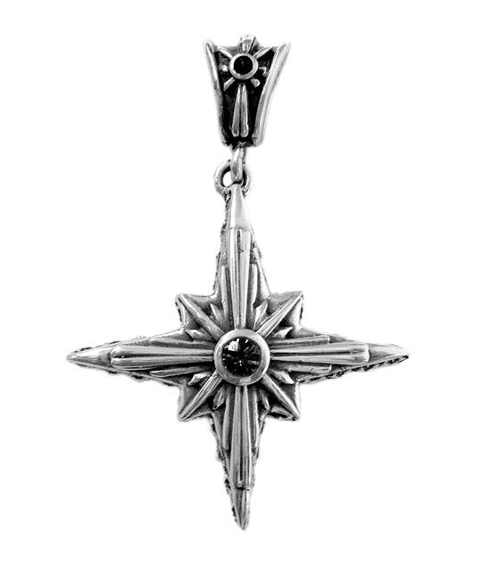Elfcraft Stern-Anhänger Zirkonia Schwarz 925 Sterling Silber Massiv Unisex