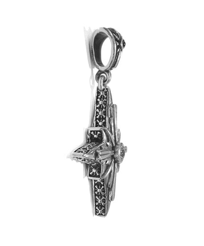 Elfcraft Stern-Anhänger Zirkonia Weiß 925 Sterling Silber Massiv Unisex Seitlich