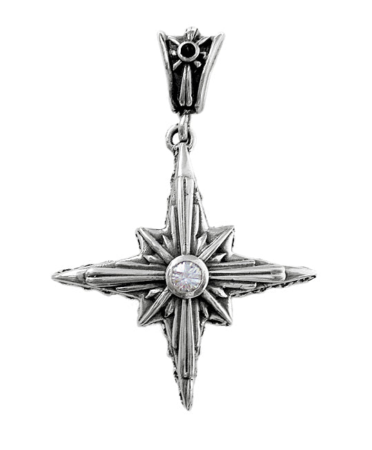 Elfcraft Stern-Anhänger Zirkonia Weiß 925 Sterling Silber Massiv Unisex