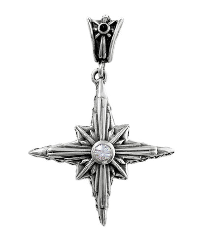 Elfcraft Stern-Anhänger Zirkonia Weiß 925 Sterling Silber Massiv Unisex