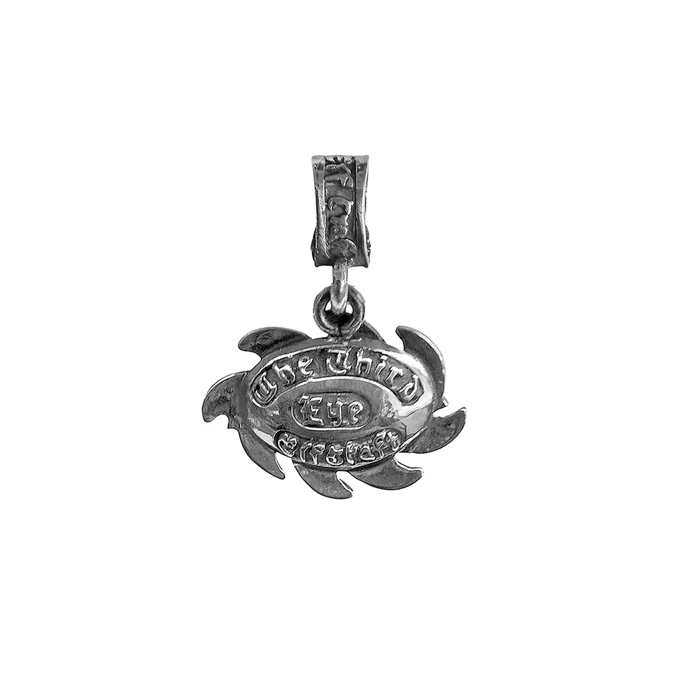 Elfcraft Third-Eye-Anhänger Flames Pupil Opal Cabochon 925 Sterling Silber Massiv Markantes Unisex Unikat Rückseite