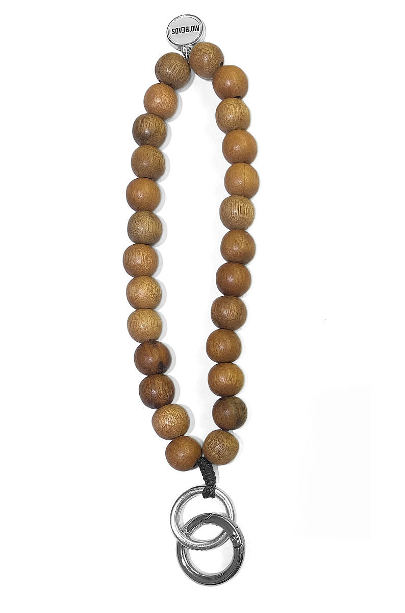 Escapulario Handykette Schlüsselanhänger Holzperlen Natur Braun 12 mm Handmade MO'BEADS 20 cm Lang
