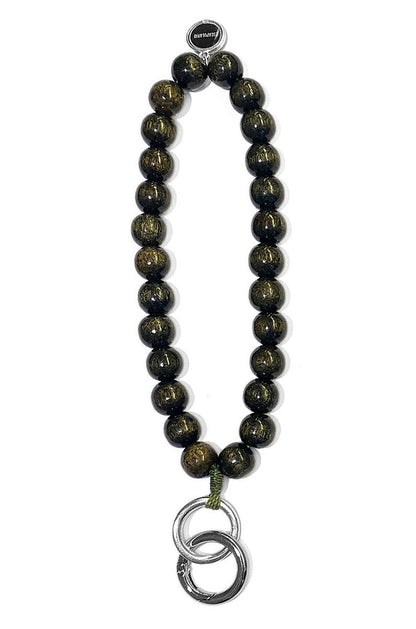 Escapulario Handykette Schlüsselanhänger Holzperlen Oliv 12 mm Handmade MO'BEADS 20 cm Lang