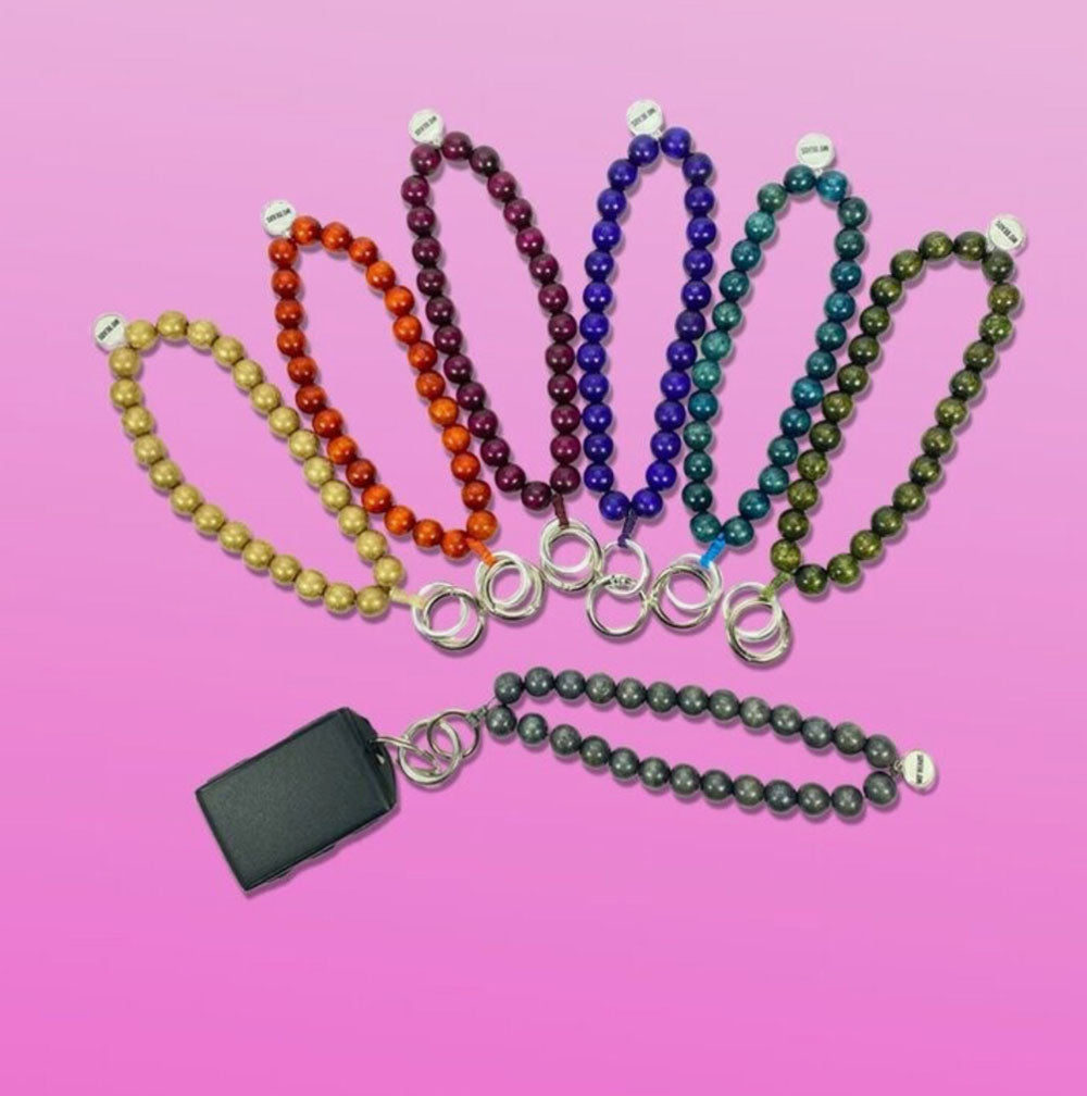 Escapulario Handyketten Schlüsselanhänger Holzperlen 12 mm Handmade MO'BEADS 20 cm Lang Farb-Varianten