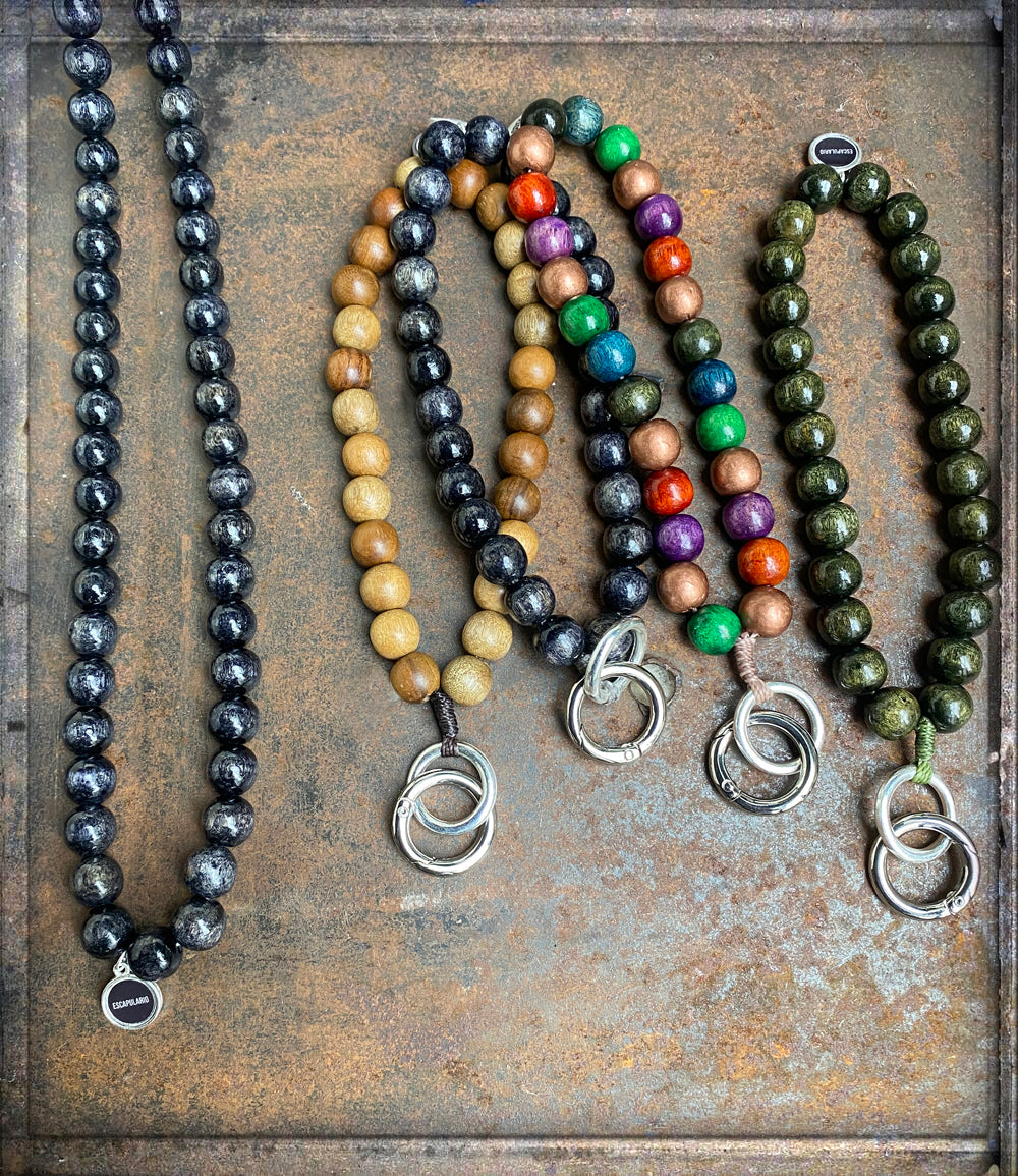 Escapulario Handyketten Schlüsselanhänger Holzperlen 12 mm Handmade MO'BEADS 20 cm Lang