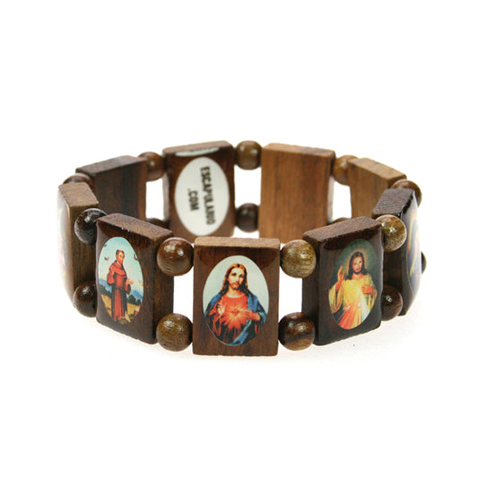 Escapulario Schutzheiligenarmband Braun Bunt Dehnbar Unisex