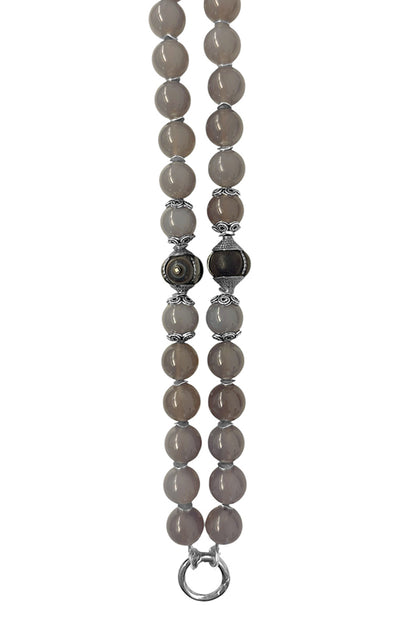 Lange Achat Kette Ethno Boho Hornperlen Sterling Silber Unikat Schmuck Reichenberger