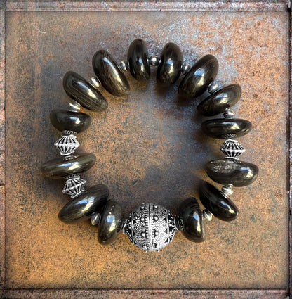 Ethno Boho Armband Horn Dehnbar Unikat Sterling Silber Schmuck Reichenberger
