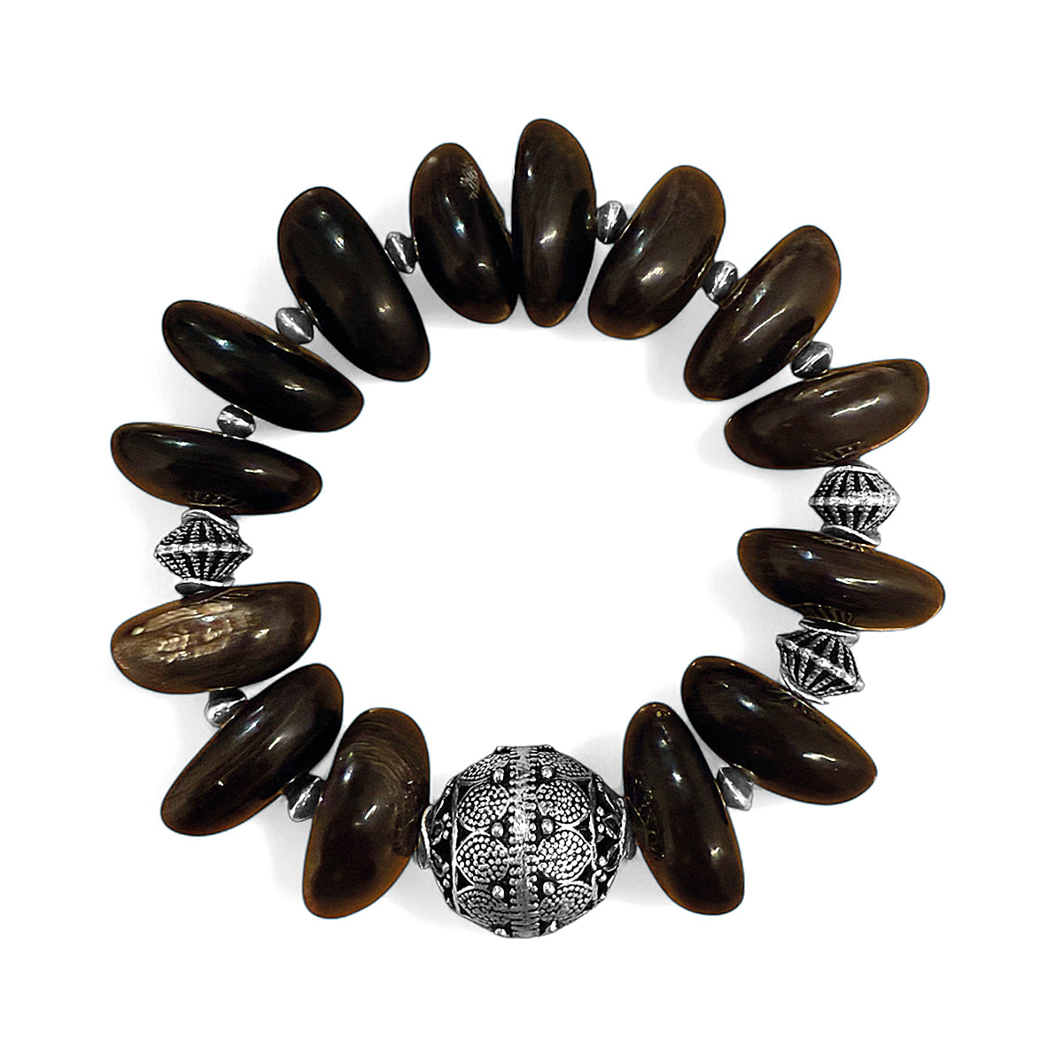 Ethno Boho Hornarmband Dehnbar Unikat 925 Sterling Silber Schmuck Reichenberger