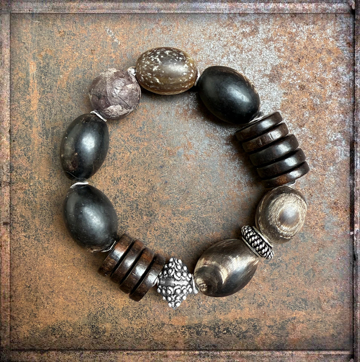 Ethno Armband Hornarmband Matt Dehnbar Unikat 925 Sterling Silber Schmuck Reichenberger