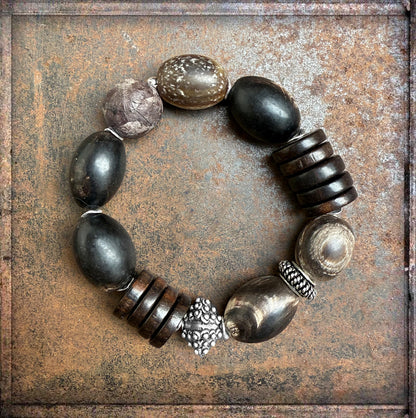 Ethno Armband Hornarmband Matt Dehnbar Unikat 925 Sterling Silber Schmuck Reichenberger