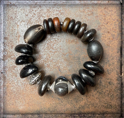 Armband Horn Ethno Boho Dehnbar Unikat 925 Silber Schmuck Reichenberger
