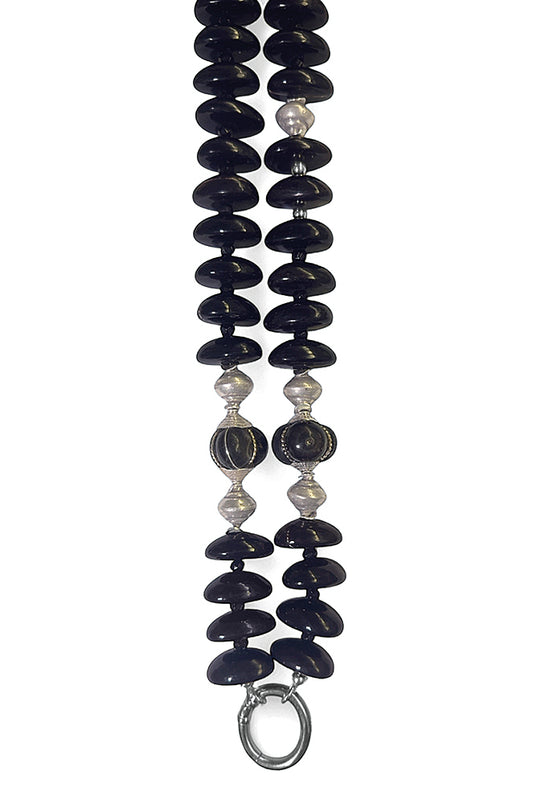 Horn Kette Ethno Boho Schwarz Lang 925 Silber Unikat Schmuck Reichenberger