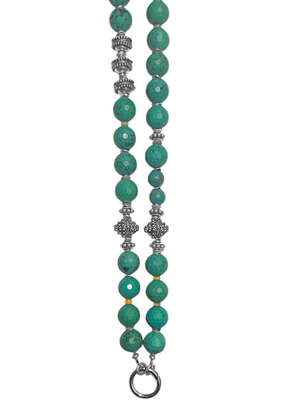 Türkis Kette Ethno Boho Howlith Facettiert Lang Opalsteine Sterling Silber Unikat 